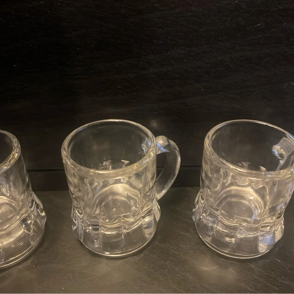 4 Vintage Federal Glass Miniature‎ Mug Shot Glass